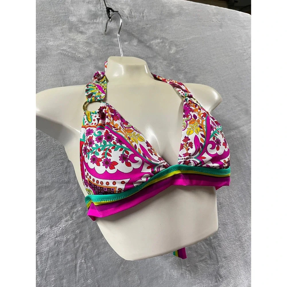 Trina Turk Women's Hawaiian Garden Print Ring Halter Paisley Floral Halter 8 $98